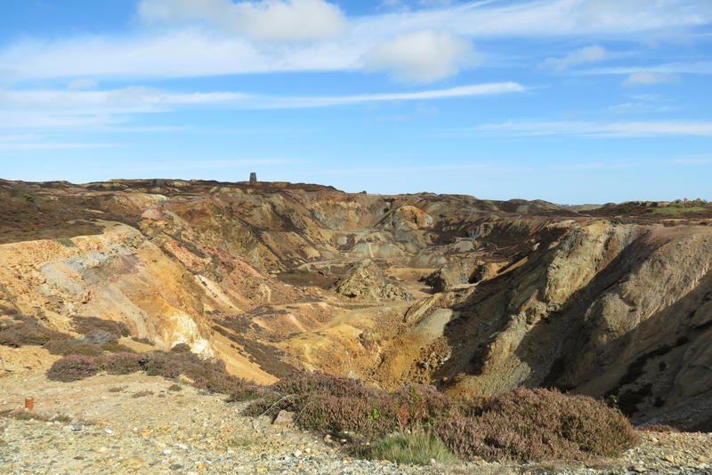 landscape photo of Parys Mountain overlooking the opencast pit