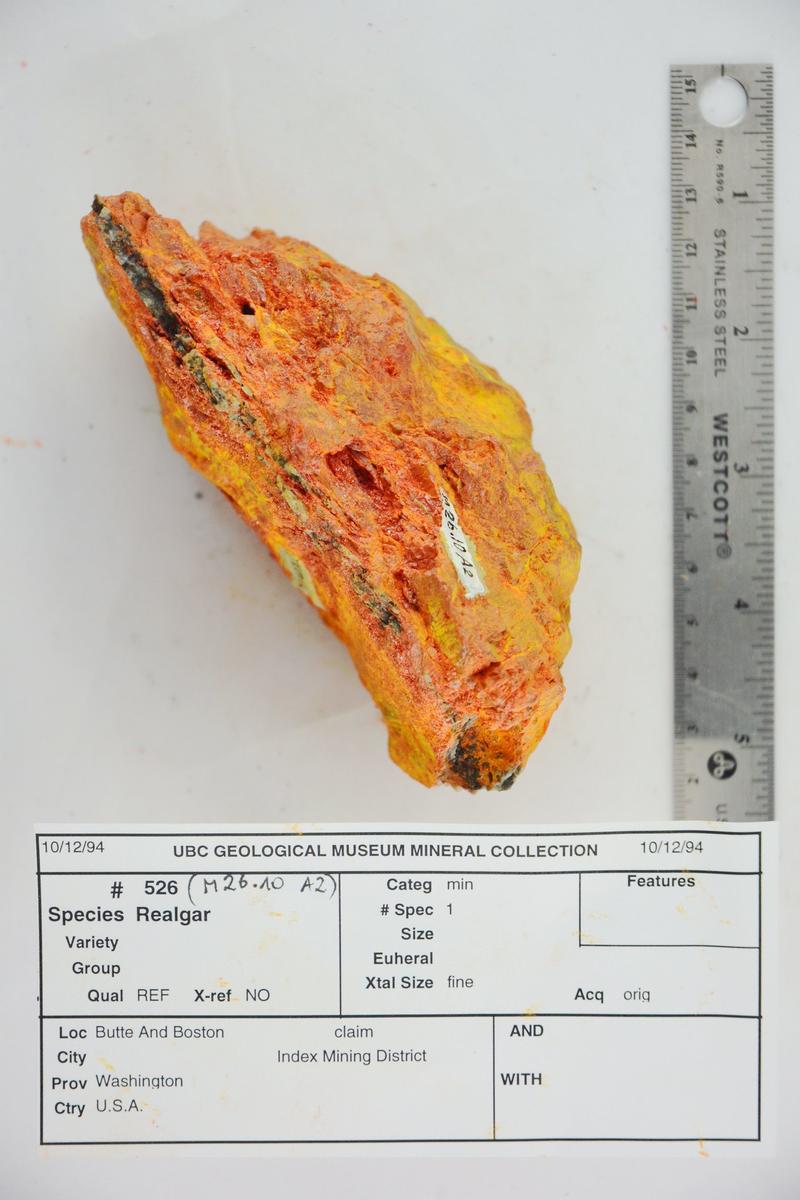 a specimen of realgar significantly altered to pararealgar